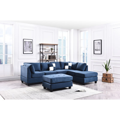 Canapé modulaire bleu marine avec mousse et ressorts pour le soutien de l'aire de jeu