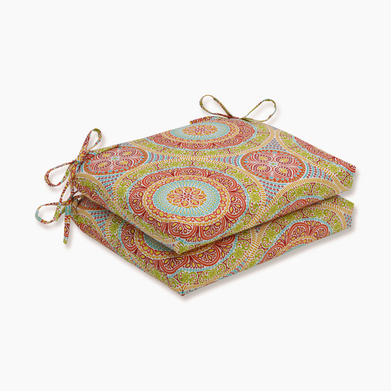 Sharwari Outdoor 3'' Barstool Cushion, Pink/Orange, 3" H x 16" W x 18.5" D