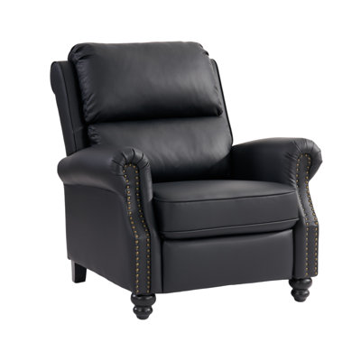 34.6" Wide Classic Super Soft Faux Leather Push-Back Recliner with Nailhead Trim