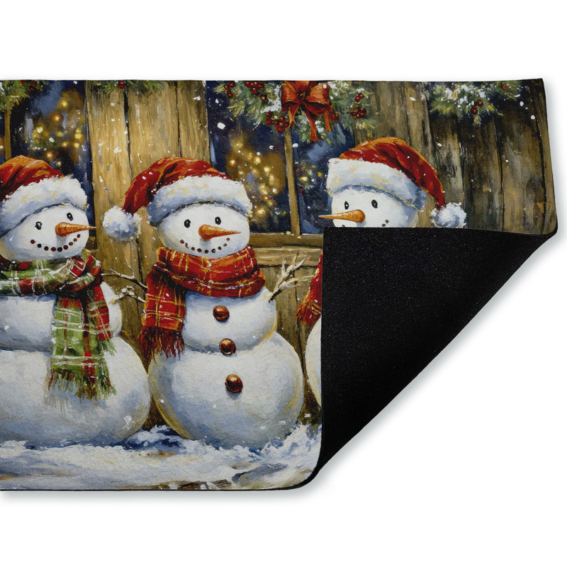 Tapis d'extérieur Rustic Snowman Trio