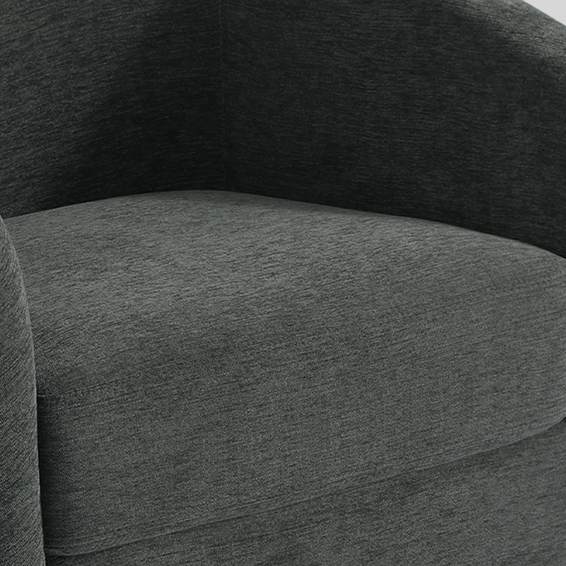 Fauteuil demi-tonneau pivotant en chenille gris avec base en bois massif Applewold, Gris