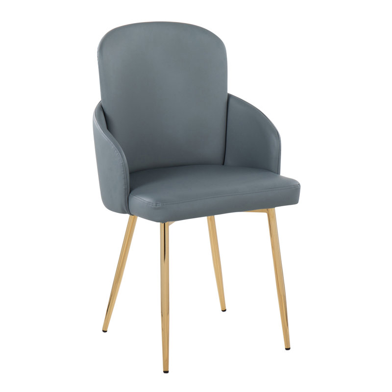 Chaise avec accoudoirs rembourrée Jaquavia, gris, Or