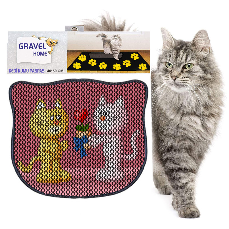 Tapis de litière durable pour chat, 15,7 po x 19,7 po | 50% PVC / 50% polyester, lavable à la machine et passer l'aspirateur | Parfait pour un nettoyage facile, conception antidérapante pour garder votre maison propre et fraîche, idéal pour les propriétaires d'animaux de compagnie