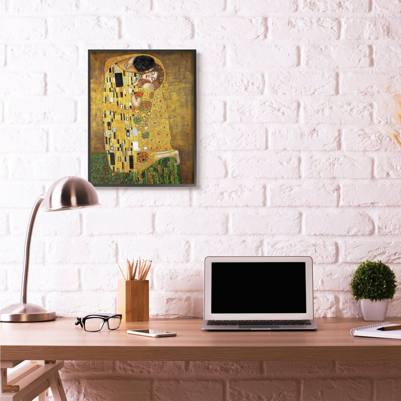 « gold patterned gold green figures » par gustav klimt,, reproduction d’impression, H 30 po x l 24 po x P 1,5 po