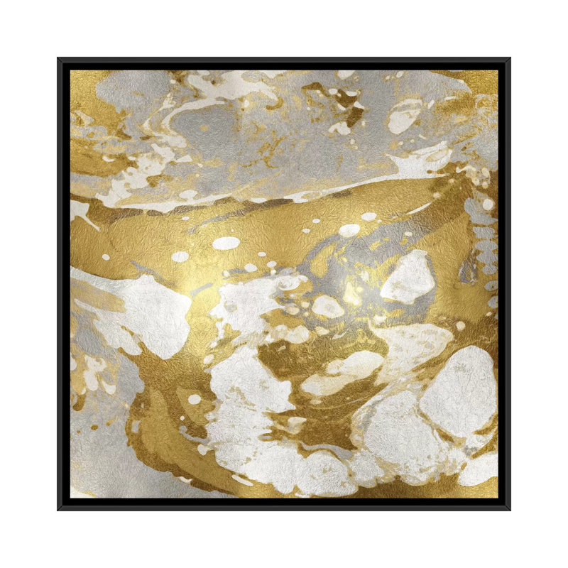 «Marbleized», reproduction sur toile, H 18 po x l 18 po x P 1,5 po, Toile avec cadre noir, Pas de tapis