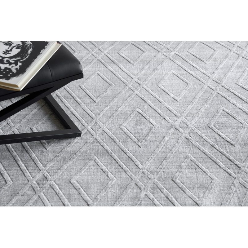Castelli Geometric Area Rug in Light Silver, Rectangle 8' x 10'