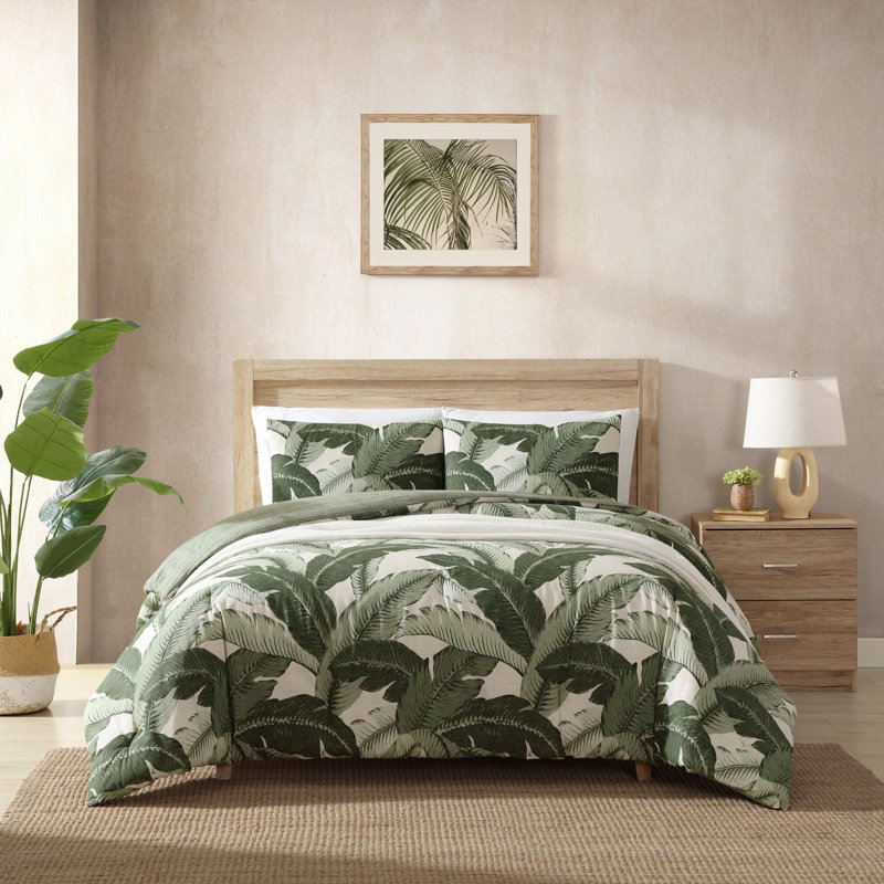 Tropical Cotton Floral Duvet Cover, King Duvet Cover + 2 King Pillowcases