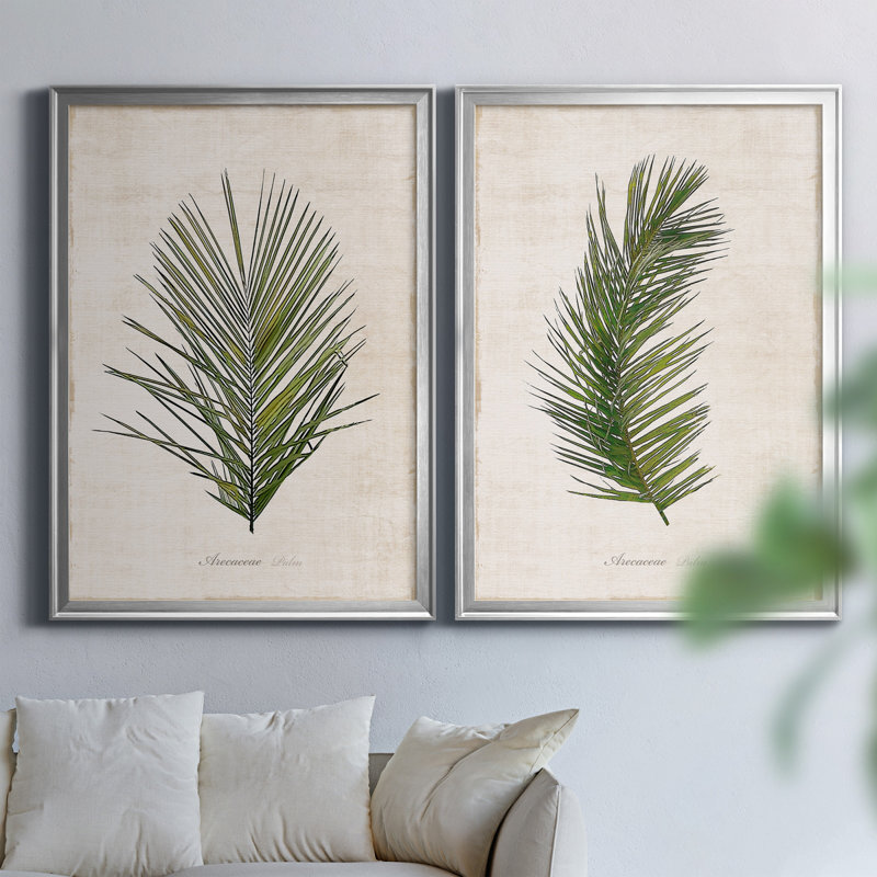 Palm Botanical I - ensemble de 2 photographies sur toile, Toile encadrée, H 26,5 po x l 73 po, Argent argent