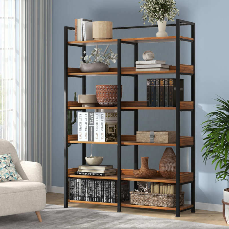 Cassander Etagere Bookcase, Black/Oak
