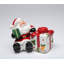 Père Noël tenant un cadeau salière et poivrière