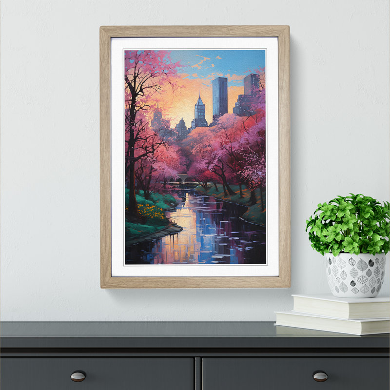 Central Park Informel - Single Picture Frame Print on Wood, Oak Framed, 34cm H x 25cm W x 2cm D