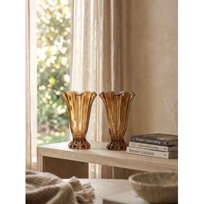 Ensemble de 2 vases en verre 6,1 x 9,1 po