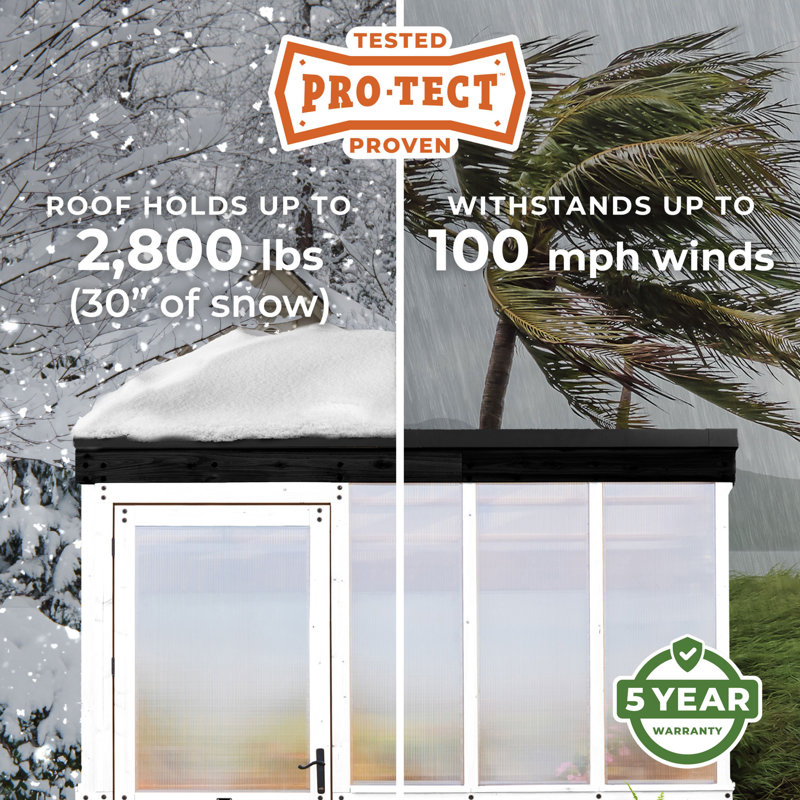 Backyard Discovery Willow 9' x 6' White Cedar Wood and Polycarbonate Walk-In Outdoor Greenhouse Kit with PowerPort