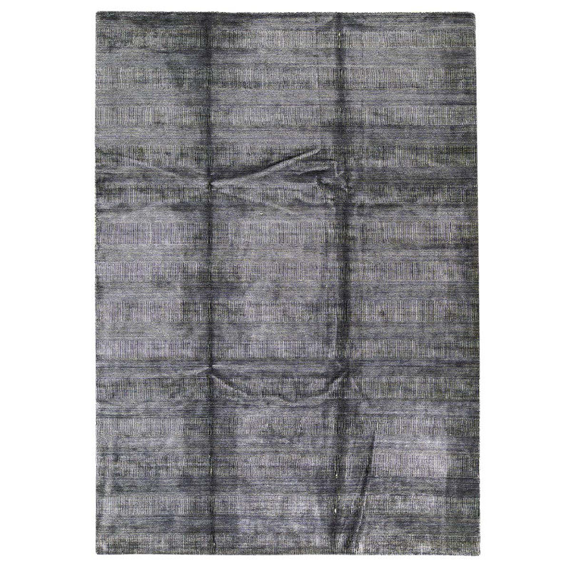 Tapis gris foncé en laine tissé à la main 9 pi 9 po x 13 pi 9 po