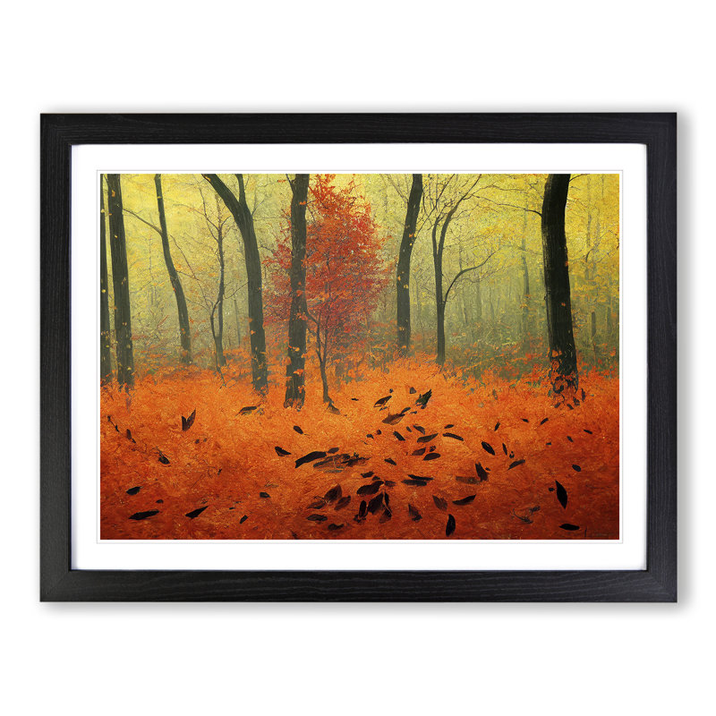 Beauteous Autumn Forest - Single Picture Frame Print, 34cm H x 46cm W x 2cm D, Black
