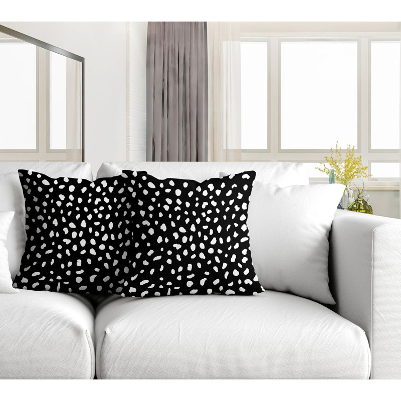 Coussin décoratif intérieur / extérieur, L 19 po x H 19 po, Noir