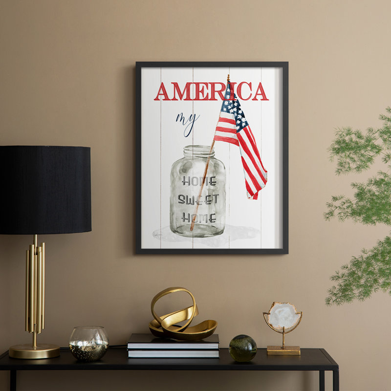 «America My Home Sweet Home», reproduction encadrée - bois massif, H 30 po x l 24 po, Noir, noir, noir, noir