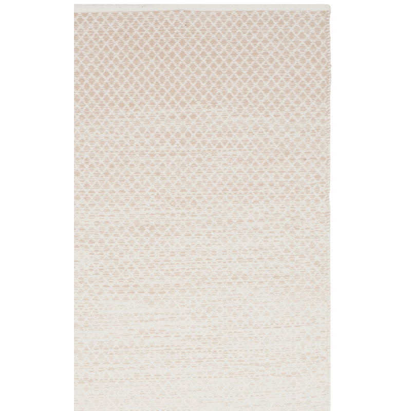 Tapis beige / ivoire en coton tissé à plat à la main à motif géométrique Alannah, Carré 6 pi
