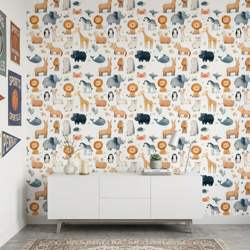 Décoration murale amovible pour fond de chambre d'enfant, fond blanc, Non tissé, non collé