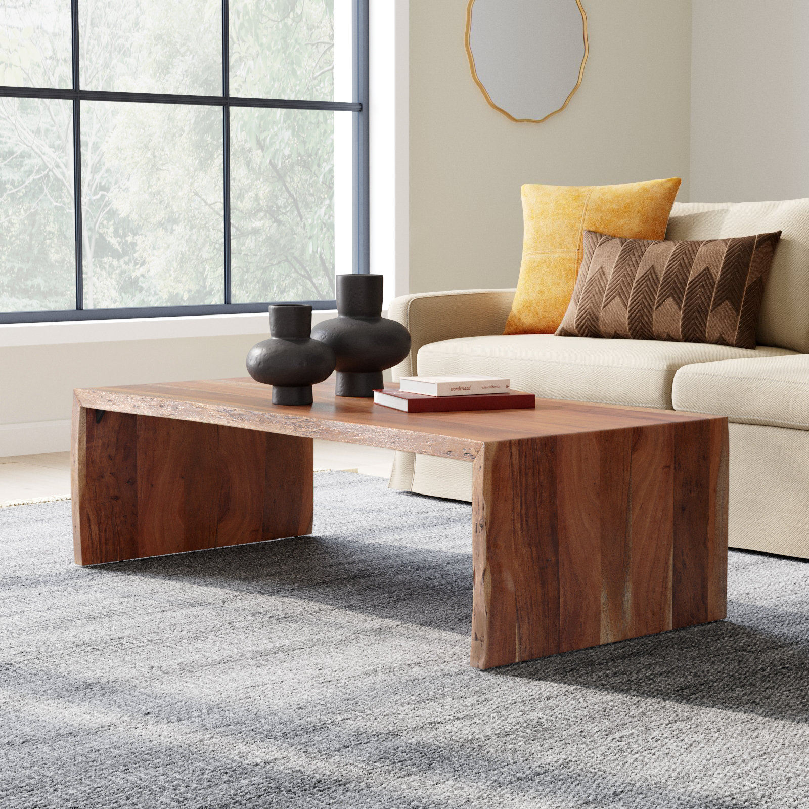 Matthews 54" Acacia Coffee Table, Brown