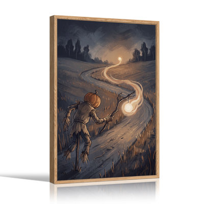 Épouvantail à tête de citrouille avec baguette lumineuse - Toile murale d'Halloween