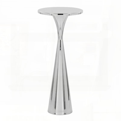 Table d'appoint contemporaine en métal en nickel poli