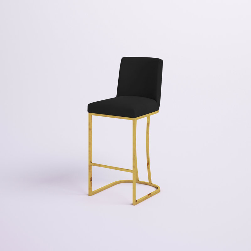 Tabouret de comptoir 26 po Heidi, Velours noir, Doré