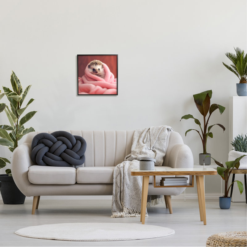 «Baby Hedgehog in Couverture» par Roozbeh, reproduction de photo sur toile, Giclée encadrée noir minuit, H 12 po x l 12 po