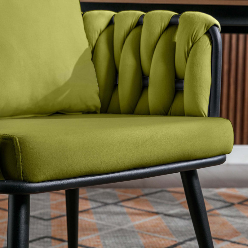 Chaise de salle à manger capitonnée, Olive