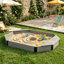 Bac à sable octogonal en bois massif pour enfants avec housse, doublure et bancs de rangement intégrés, bac à sable extérieur résistant aux intempéries pour la cour, le jardin et le patio
