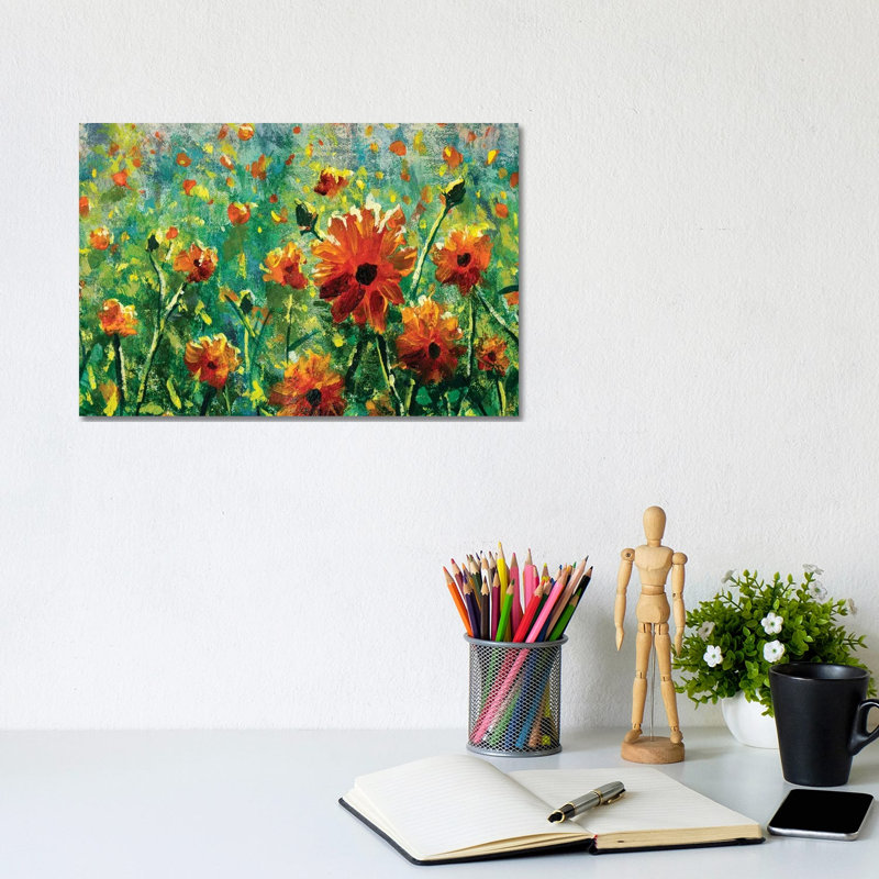 Beautiful Flower Field Close-Up by Valery Rybakow - Wrapped Canvas Painting, 20.32 cm H x 30.48 cm W