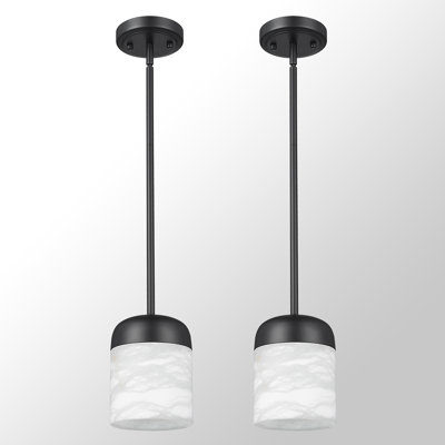 Ensemble de 2 lampes suspendues rétro 1 lumière albâtre