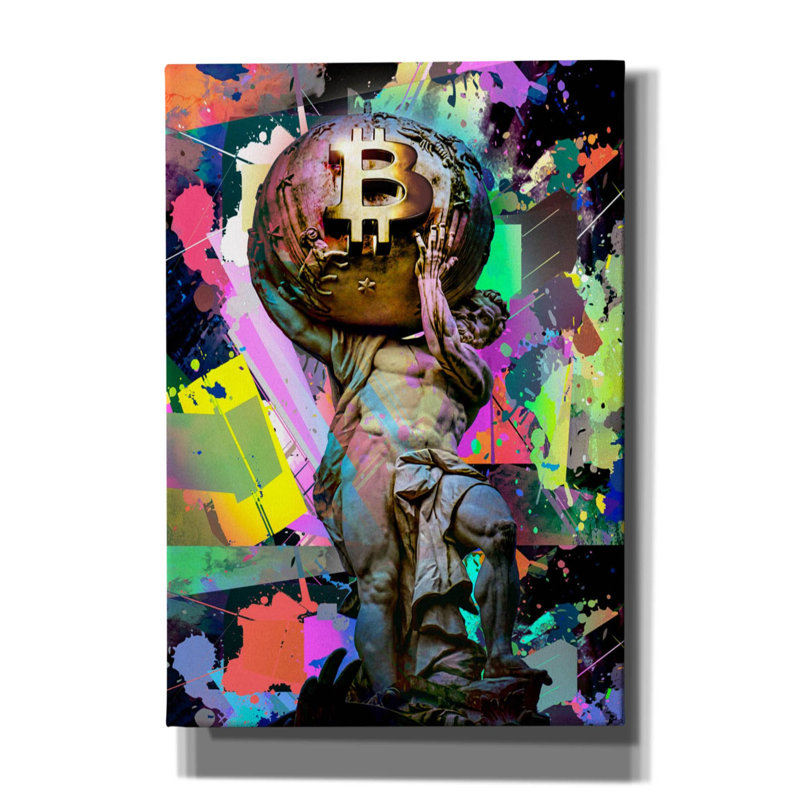 «Bitcoin Atlas» par Epic Portfolio, art mural sur toile, H 26 po x l 18 po x P 0,75 po