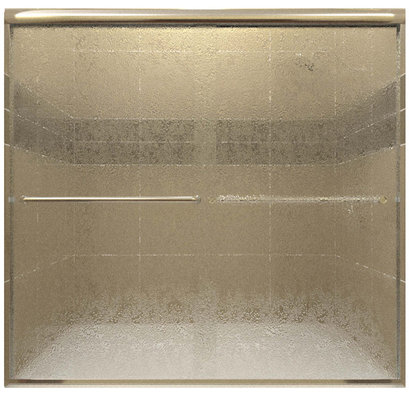 Ese - W x 76.375'' H Bypass Door Semi-Frameless Shower Door with, Reversible, Rain, Polished Chrome