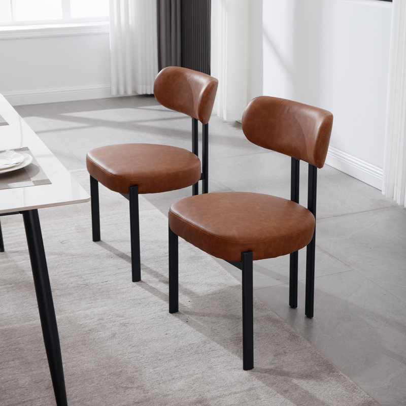 Alurta 48.5cm H Upholstered Metal Side Chair in Brown