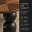 Table basse Kensington en forme de trèfle, table basse moderne et discrète avec pieds tournés, noyer/noir