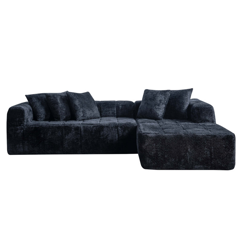Canapé modulaire 107,9 po Cloud, Noir, noir, noir, noir, Right Hand Facing