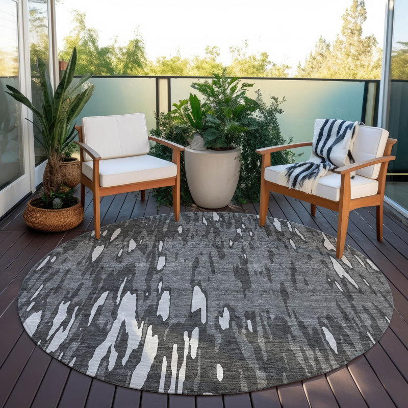Aleighna Area Rug with Non-Slip Backing, Round 8'