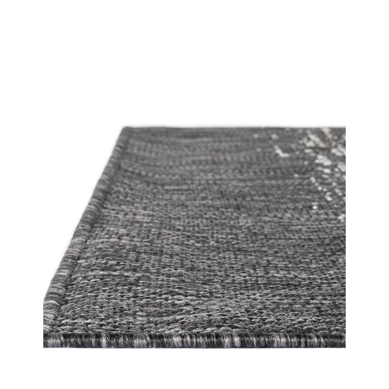 Pindall Charcoal Gray/Gray Indoor/Outdoor Rug, Runner 2' x 8'