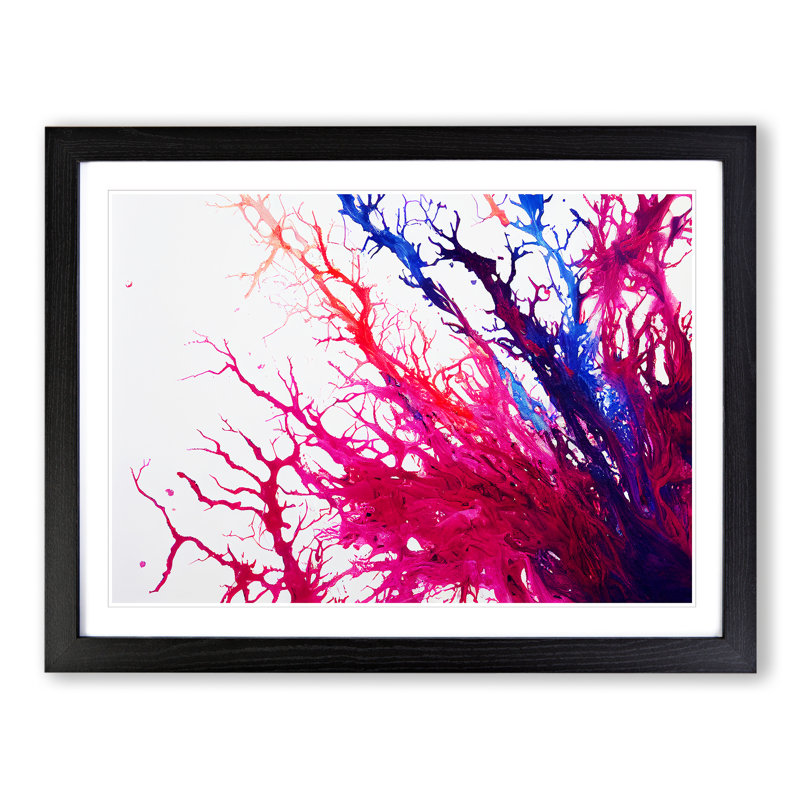 Abstract Coral Reef Art - Single Picture Frame Print, Black, 46cm H x 64cm W x 2cm D