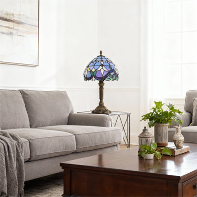 Baroque Tiffany-style Glass Table Lamp - E26 Base / Includes Us Plug