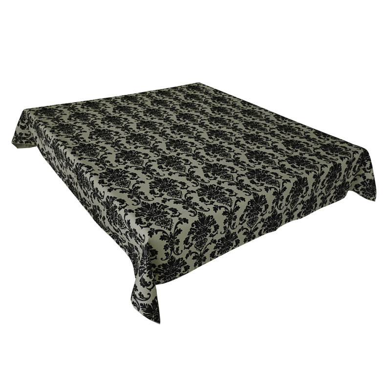 Floral Poplin Damask Tablecloths, Dark Sage, 84" Rectangle