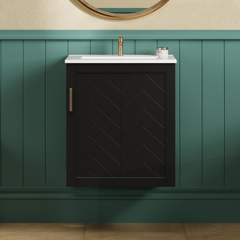 Armoire de salle de bain murale 20 po avec armoire latérale, Noir