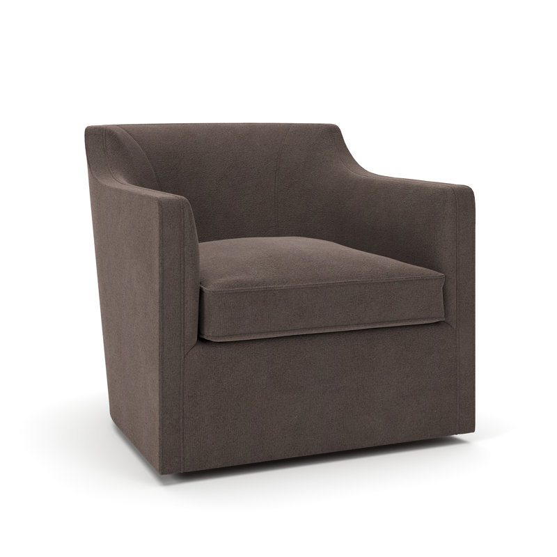 Fauteuil pivotant rembourré Marietta, Velours performance bois de frêne Bella