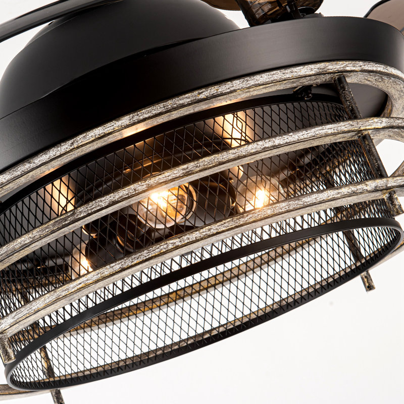 Ventilateur de plafond à 3 pales rétractables de 42 po avec télécommande et ensemble d'éclairage Pinnix