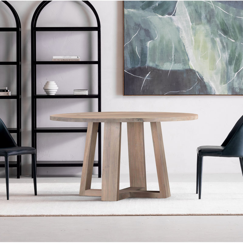 Tanya Round Solid Wood Dining Table, Whitewashed