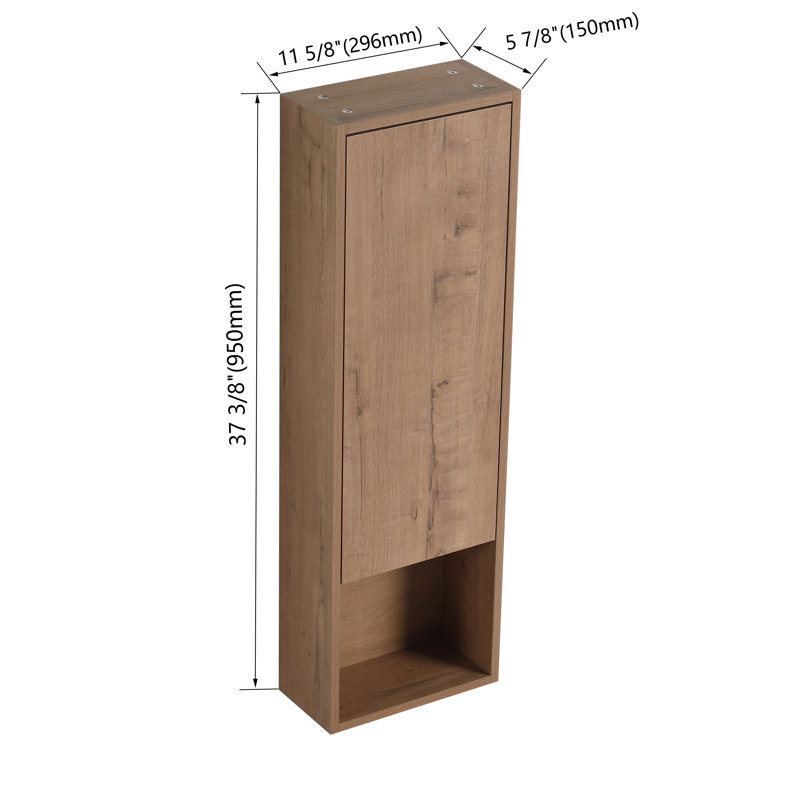 12"/24" Floating Bathroom Side Cabinet With Soft Close Door And An Adjustable Shelf, 37.40" H x 11.65" W x 5.90 "D