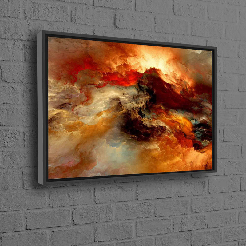 Œuvre abstraite jaune imprimée sur toile avec des couleurs d'automne pour une touche de décoration contemporaine, Noir