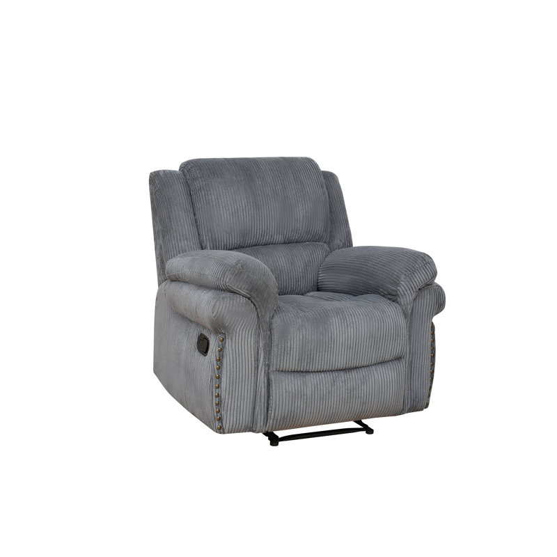 Dark Grey Corduroy Recliner Motion Chair, Modern Reclining Sets For Living Room/RV/Apartment