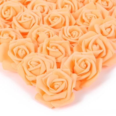100 têtes de fleurs artificielles roses, 3en vraies roses en mousse d'aspect pour le mariage de bricolage centres de douche de bébé arrangements tables de fête décorations pour la maison décorations de la Saint-Valentin